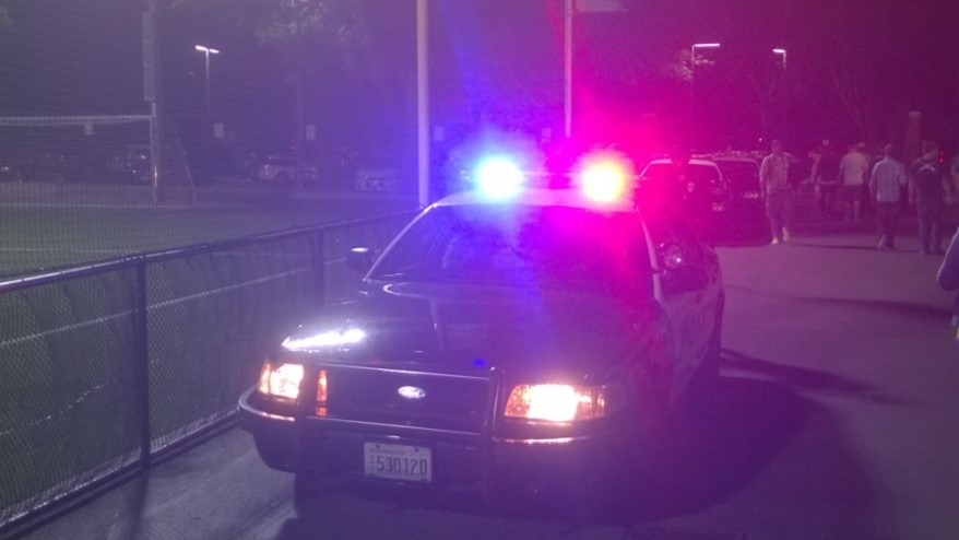 police car with lights flashing
